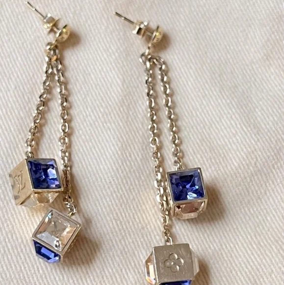LOUIS VUITTON ✨LIKE NEW ✨Crystal Gamble Earrings Azur